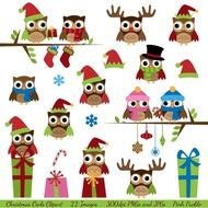 Christmas Owls Clip Art N17