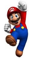 Mario Bros, game character with fist up