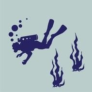 Colorful drawing of the scuba diver clipart