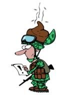 cartoon military man with map