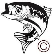 Bass Fish Jumping Silhouette
