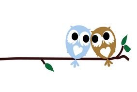 couple of birds in love on a branch