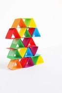 building blocks of different colors on a white background