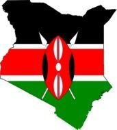 Kenya flag on map