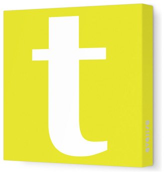 Letter Lower Case T Stretched Wall Art 12 X Yellow Modern