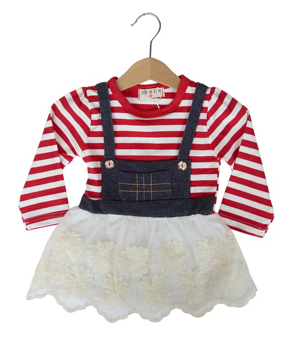 Nautical Lace Dress Red Kicau Kecil