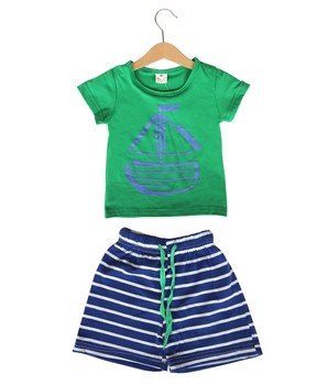 Sail Green Tee Blue Stripe Pant Kicau Kecil