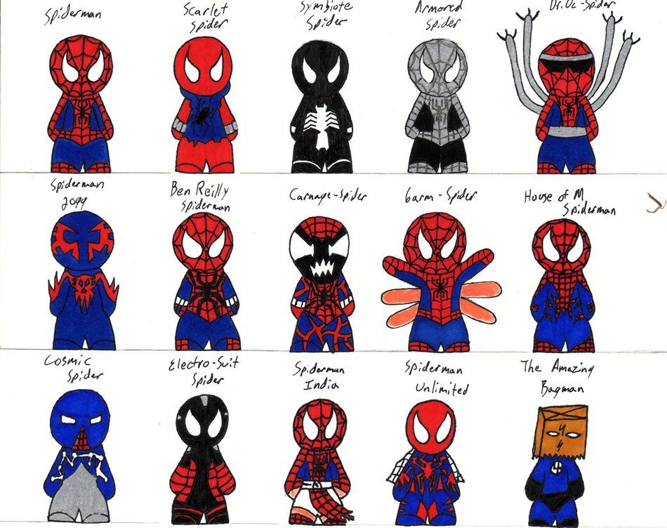 diverse spidermen as a graphic illustration