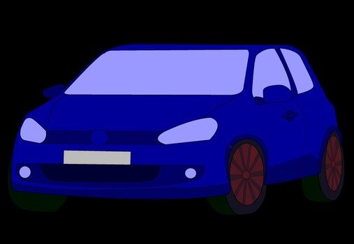 blue car on the black background