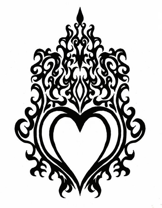 Flaming Heart Drawings