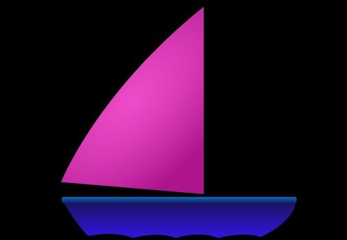 boat with a pink sail as a graphic illustration