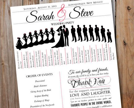 Wedding Party Silhouette Program