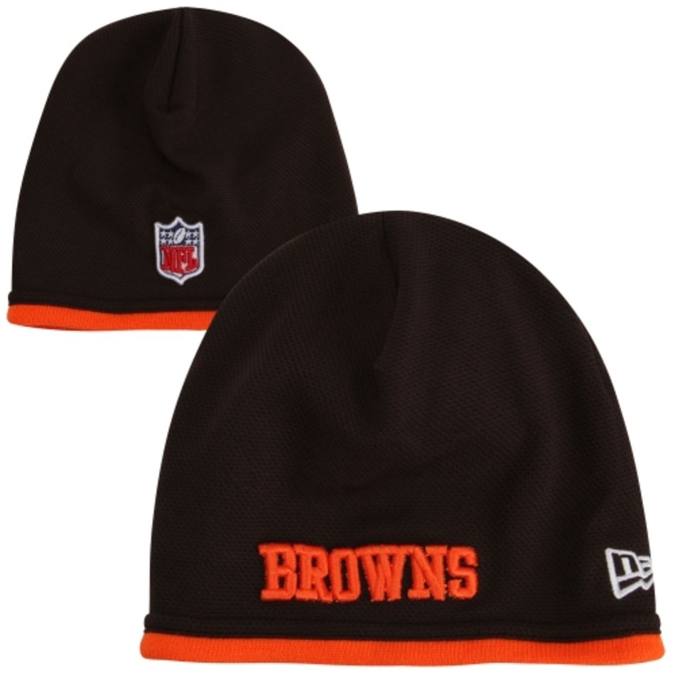 New Era Cleveland Browns Youth On Field Tech Knit Hat Brown