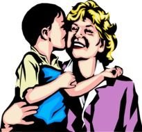 Colorful drawing of the mother with the little boy clipart