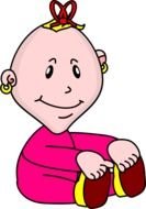 newborn in pink in graphic representation