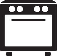 Black and white drawing of the oven clipart