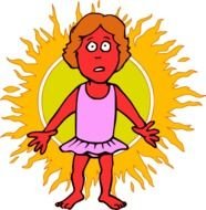 painted sunburned woman
