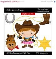Cowgirl Clip Art Digital Clipart Western Horse Sheriff Girl Lil