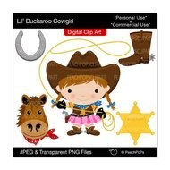 Cowgirl Clip Art Digital Clipart Western Horse Sheriff Girl Lil N2
