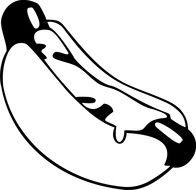 hot dog as a black and white graphic illustration