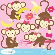 Baby Girl Monkey Clip Art N12