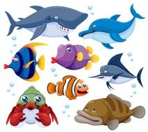 Cartoon Ocean Fish drawing