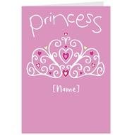 pink Birthday Card with tiara, princess, template