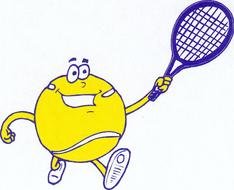 drawing of an emoticon with a racket in hands