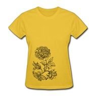 Yellow t-shirt with the black drawing of the flower clipart