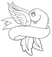 Rose With Banner Tattoo Designs drawing