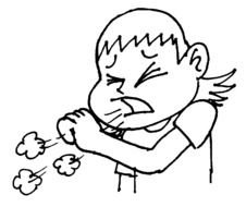 cartoon Person Coughing, black outline