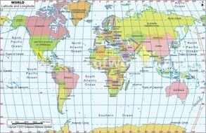 drawing of World Map With Latitude Longitude