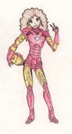 painted girl dressed iron man