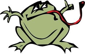 Cartoon fat Frog with long red tongue