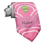 Personalized Name Frog Pink Half Circles Pattern Neck Tie