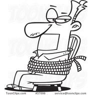 Cartoon Outlined Guy Gagged And Tied To A Chair 37096 By Ron Leishman
