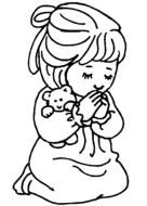 Little Girl Praying as a graphic illustration