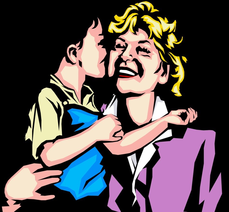 Colorful drawing of the mother with the little boy clipart