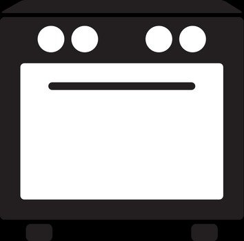 Black and white drawing of the oven clipart