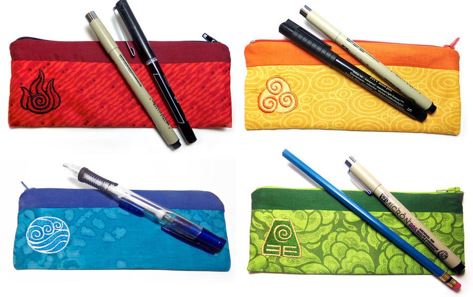 different pencil cases as a picture for clipart