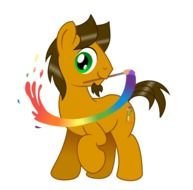 pony with a brush and colored paints
