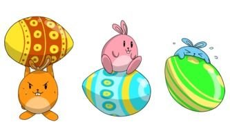 Funny Easter Bunny with eggs drawing