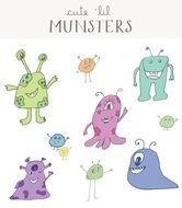Cute Monster set drawing