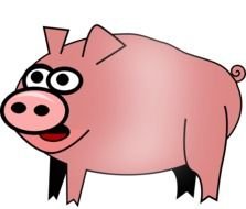 cartoon pink Pig with big eyes