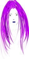 Funny female Face with purple long hair, Clip Art