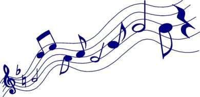 Blue and white drawing of the music notes clipart