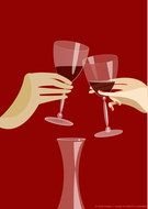two Glasses Of Red Wine drawing