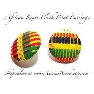 Medium African Kente Cloth Print Button Earrings On Etsy $799