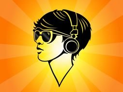 Girl With Headphones drawing