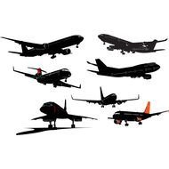 silhouettes of airplanes on a white background